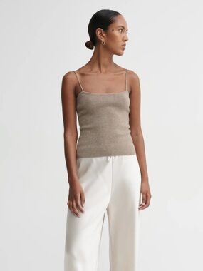 Almada Label Lucy Cashmere Knit Top in Nougat size XS
